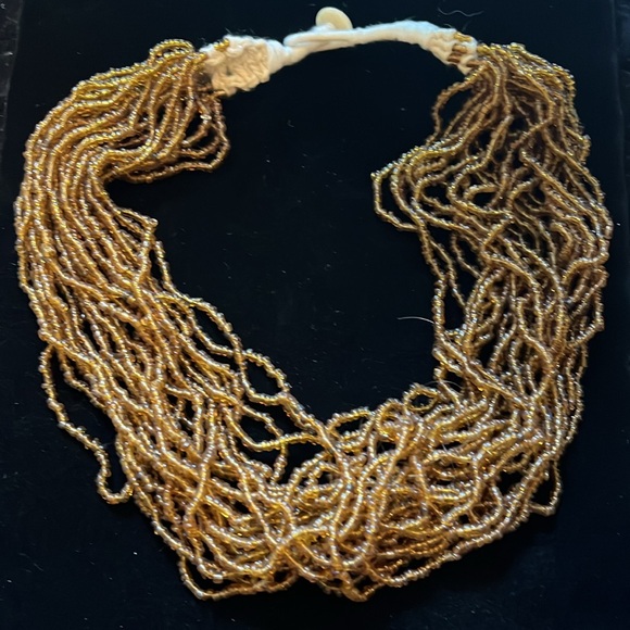 Brown and Cream Beaded Necklace - Picture 9 of 16